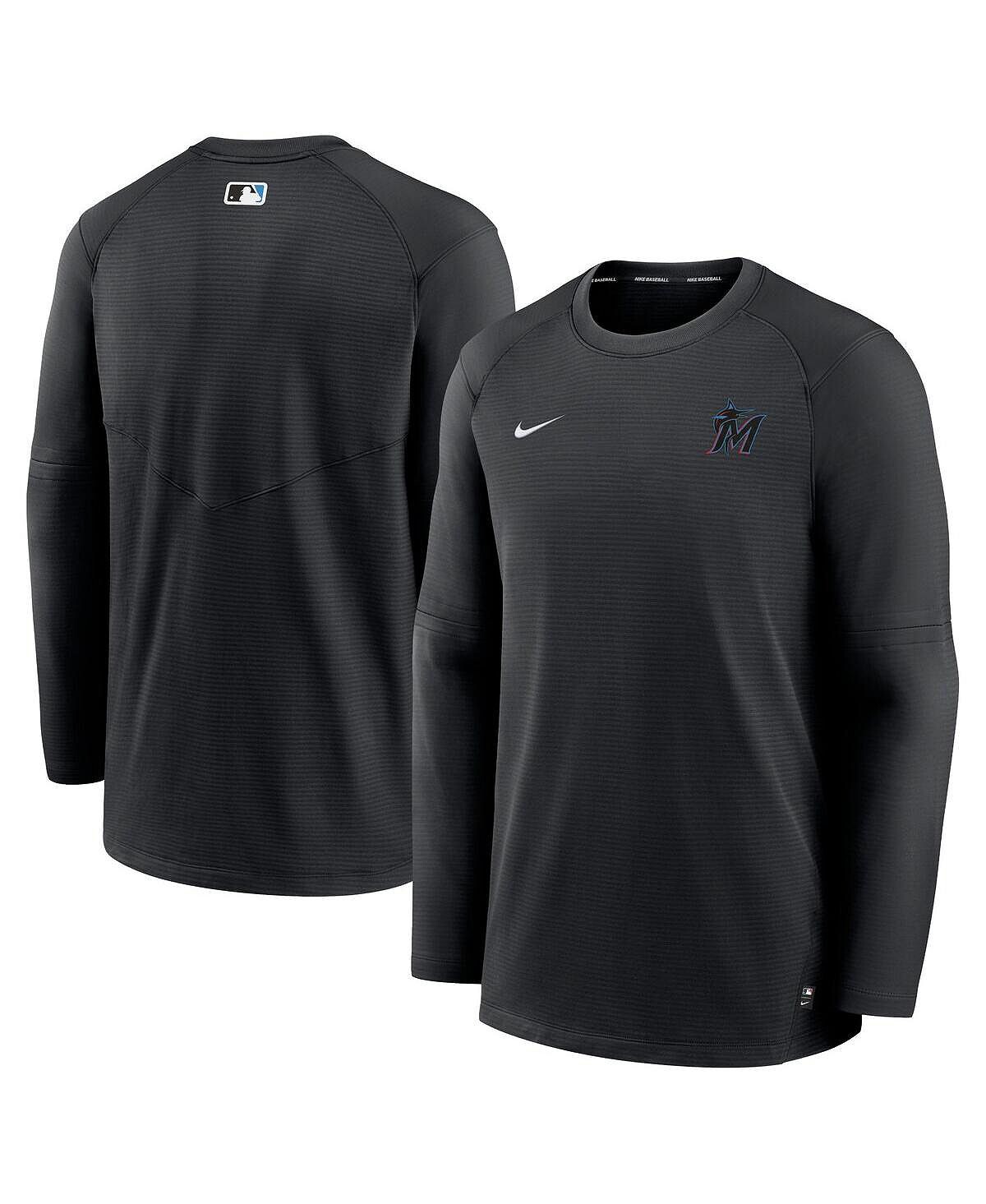 

Мужская черная футболка с длинным рукавом с логотипом Miami Marlins Authentic Collection Performance Nike
