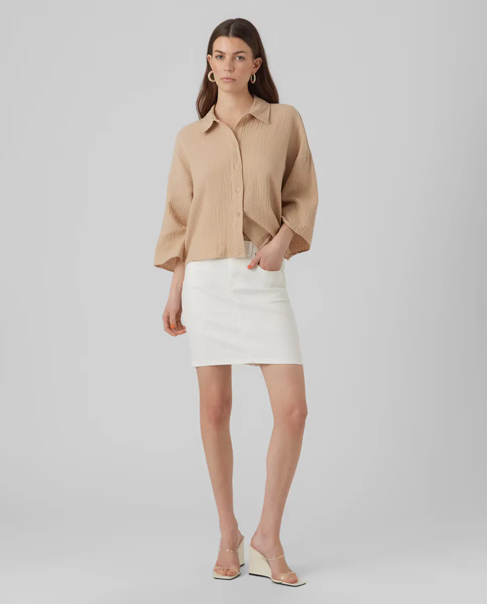 

Приталенная джинсовая юбка Vero Moda, цвет Blanco hielo