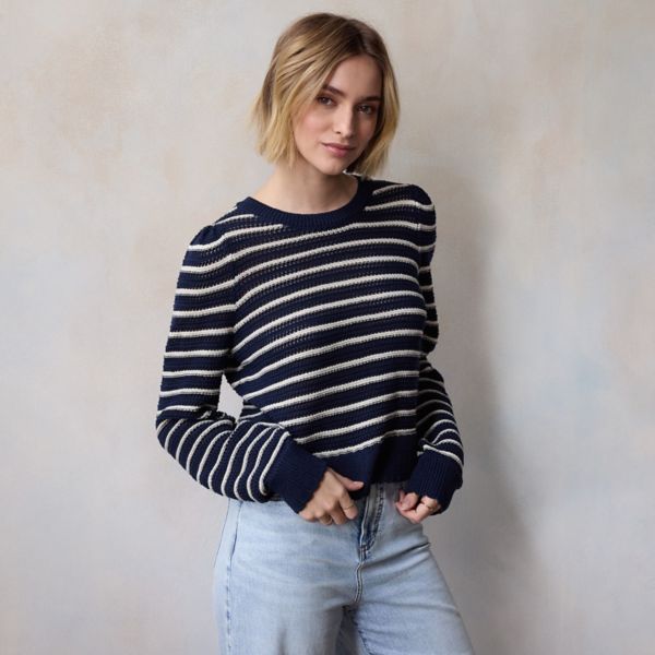 

Маленький свитер с бантом на спине Lc Lauren Conrad, цвет navy basque stripe
