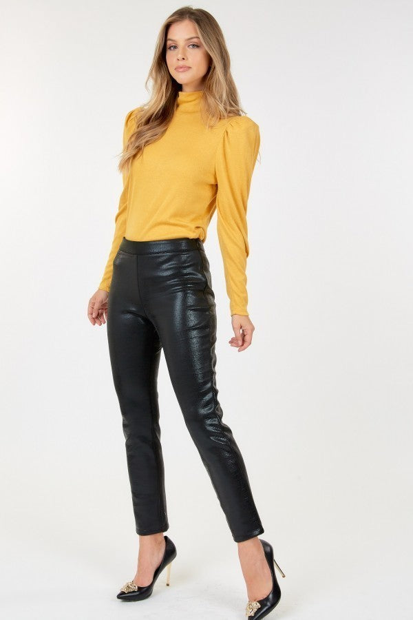 

FASHNZFAB Виниловые штаны до щиколотки из кожи животных, черный