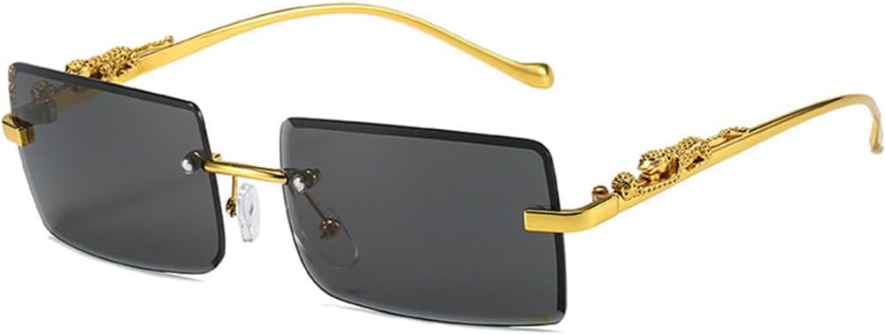 

Солнцезащитные очки без оправы прямоугольной формы для женщин и мужчин, модные новые солнцезащитные очки для женщин, роскошные очки с защитой от УФ-излучения UV400 TYUVIVO, Black Gray