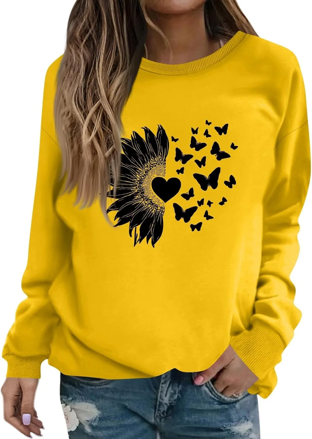 

FQZWONG Свитшот для женщин с принтом, оверсайз