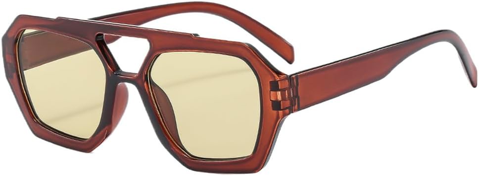 

Ретро-солнцезащитные очки большого размера для женщин и мужчин — конструкция с двойной перемычкой и защитой от УФ-излучения UV400 — идеально подходят для путешествий и активного отдыха на природе DSVIGF, Tea Light Green