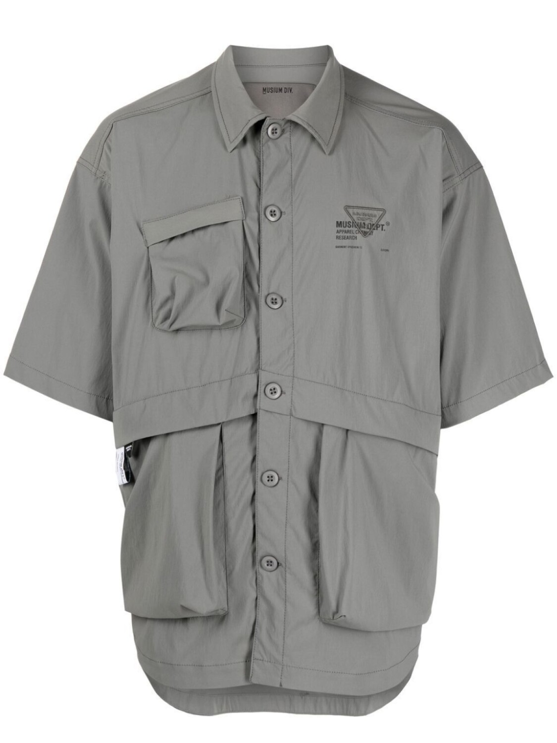 

Musium Div. logo-print multi-pocket shirt, серый