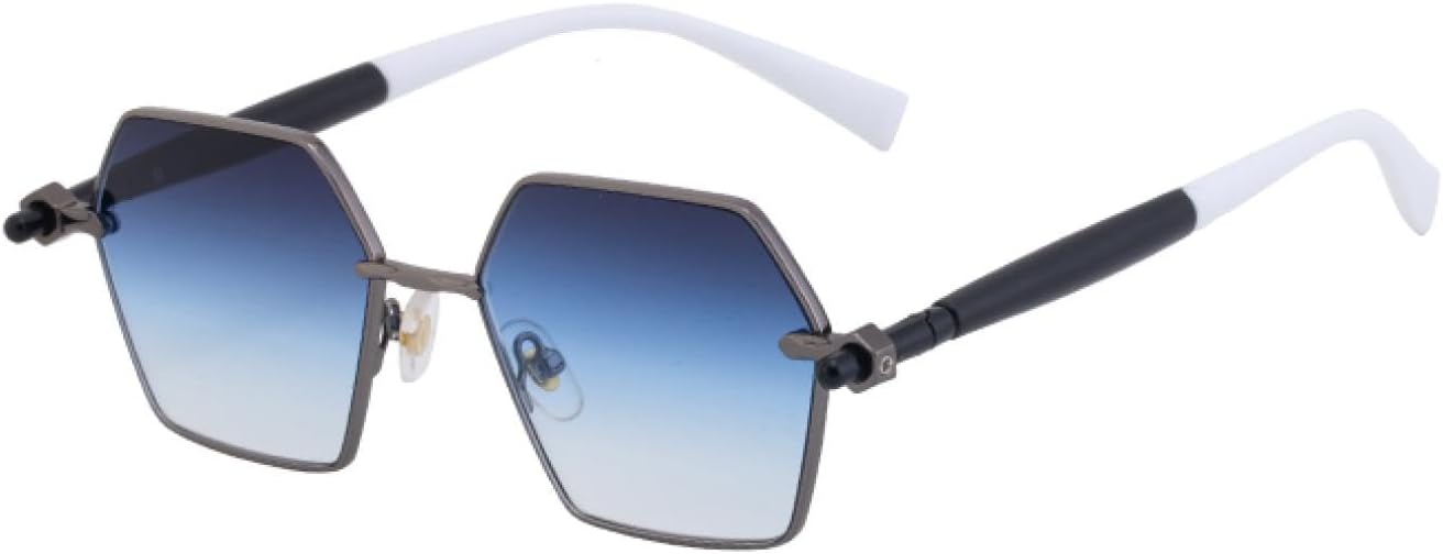 

Маленькие шестиугольные панк-солнцезащитные очки для женщин и мужчин, роскошные винтажные многоугольные очки для активного отдыха с защитой от УФ-излучения UV400 TVTBBVV, C5graybluewhite