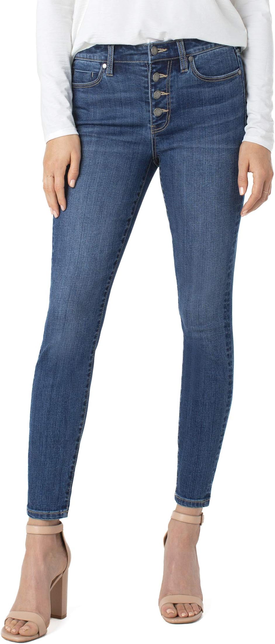 

Джинсы Liverpool Los Angeles Abby Sustainable Ankle Jeans with Exposed Button in Barnes, цвет Barnes