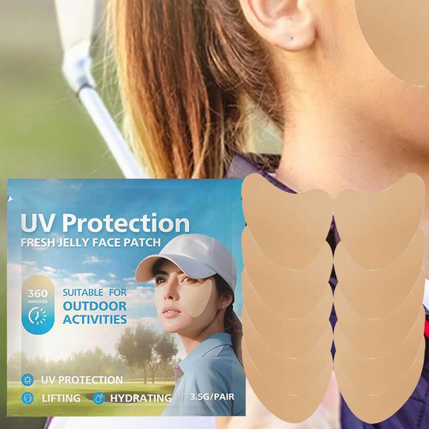 Патчи для лица от солнца 5 пар, UV защита — фото 3