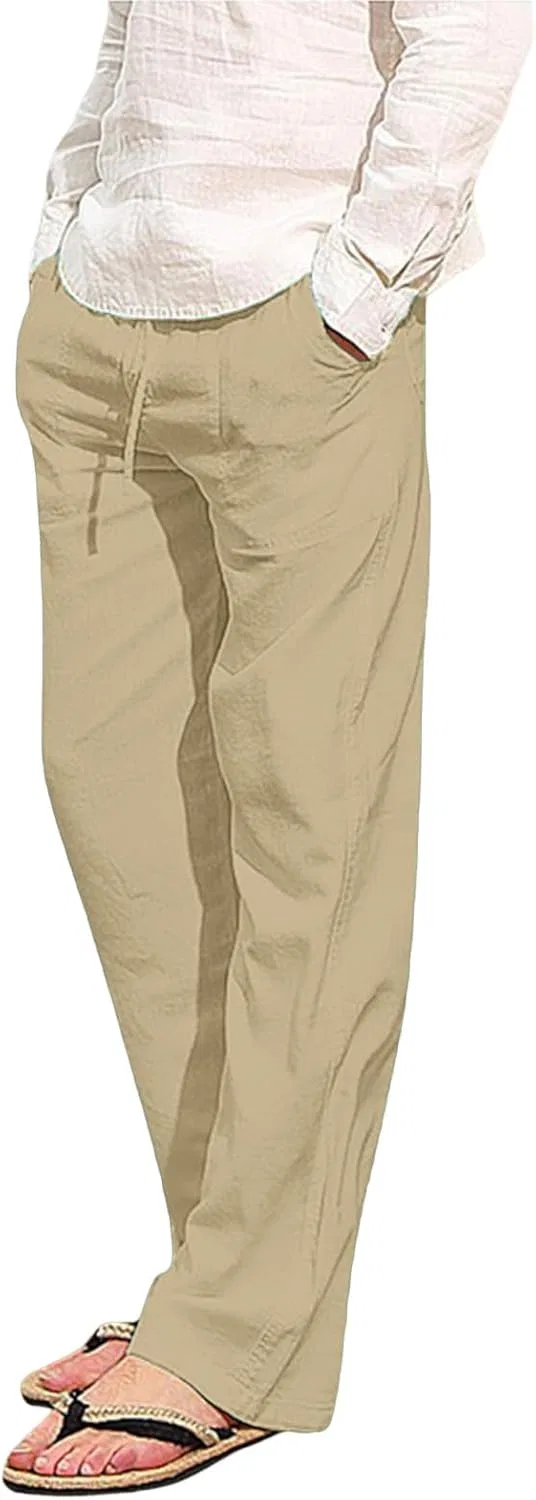 Мужские брюки из льна Aniywn, цвет 02-khaki — фото 2