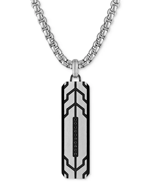 

Подвеска в виде армейского жетона с черным бриллиантом, 22 дюйма, из нержавеющей стали и черного ионного покрытия, созданная для Macy's. Esquire Men'S Jewelry, black