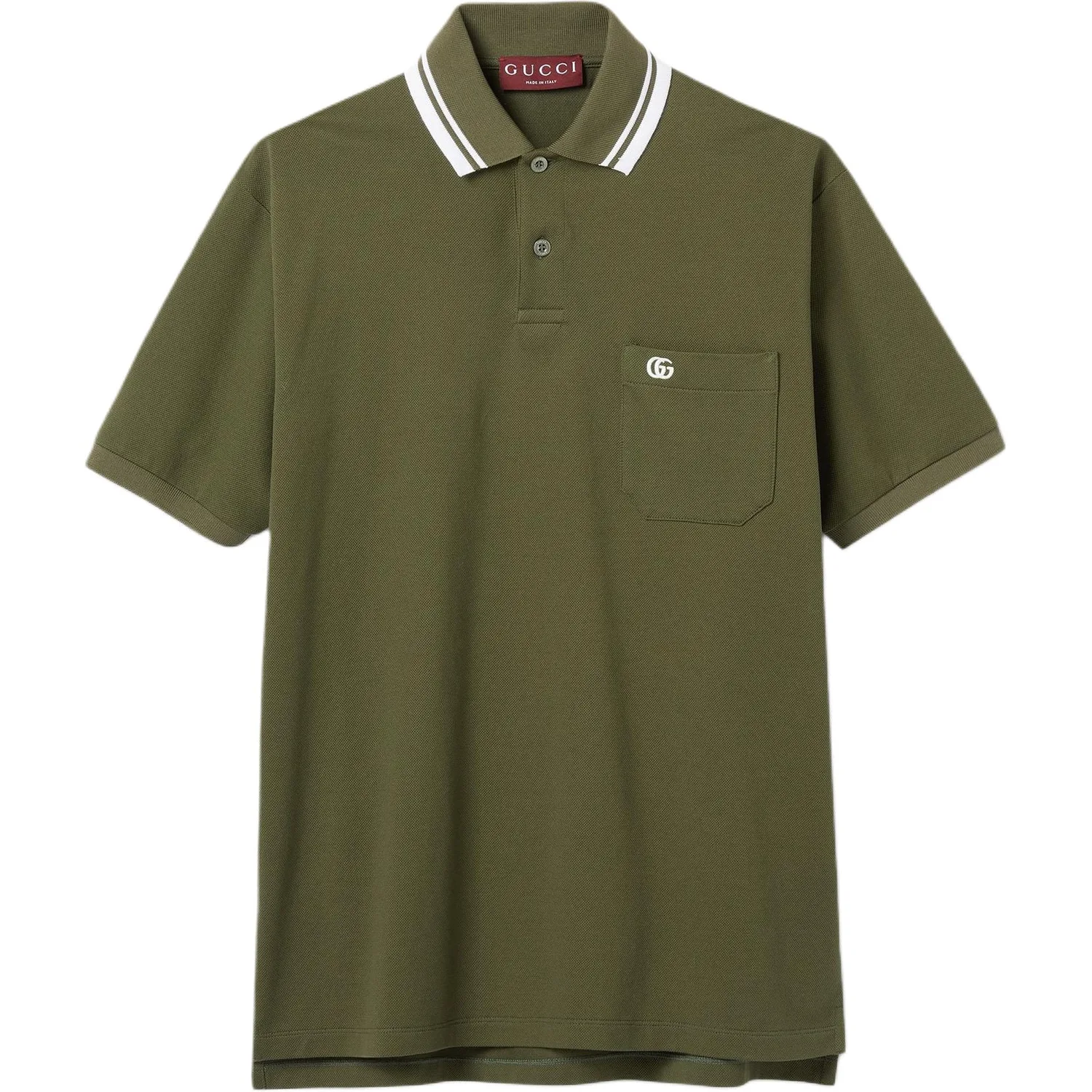 Поло GUCCI с коротким рукавом, вышивка, Army Green