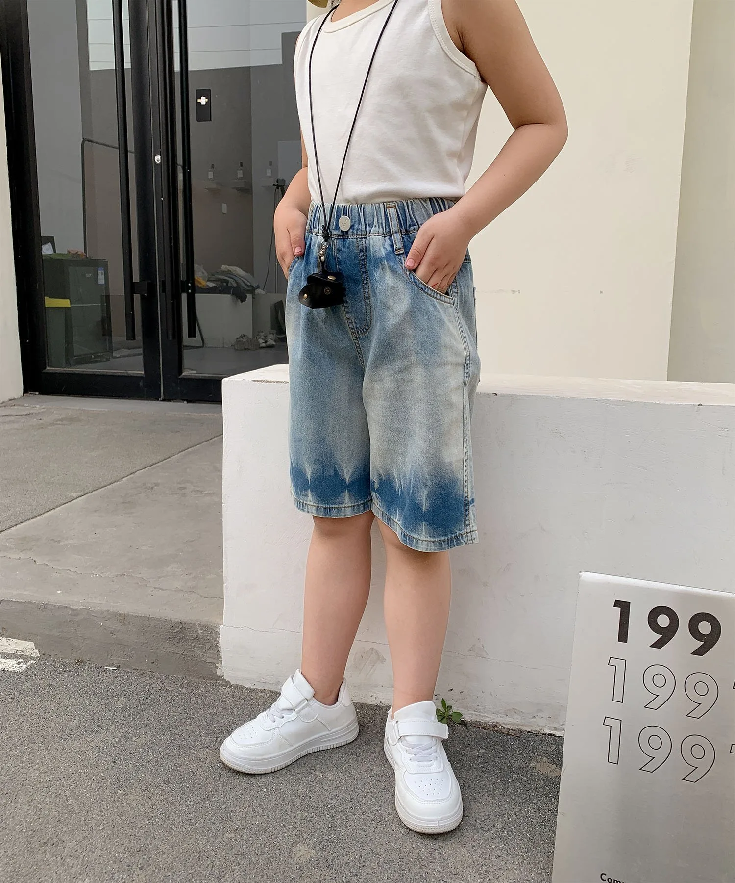 Джинсовые брюки в стиле тай-дай Aimoha Kids, blue