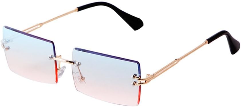 

Винтажные прямоугольные солнцезащитные очки без оправы для женщин и мужчин, роскошные модные солнцезащитные очки с градиентным переходом цвета, розовые солнцезащитные очки TYUVIVO, C6 Blue Pink