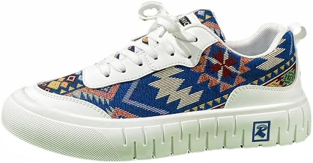 

Мужские модные вельветовые кроссовки с этническим геометрическим узором для скейтборда, с нескользящей подошвой, удобные для активного отдыха на улице, низкие, на шнуровке, всесезонные Azttoztto, белый