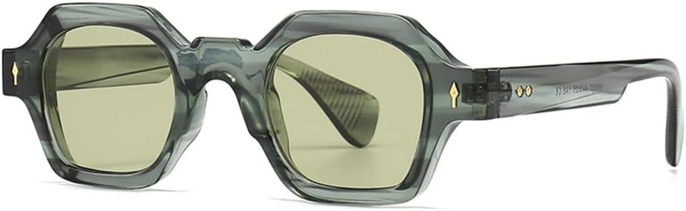 

Солнцезащитные очки Polygon Retro для женщин, модные, с заклепками, для активного отдыха, с зеркальным покрытием, защита от УФ-излучения UV400, цвет C5, зеленый, один размер TYUVIVO, C5green