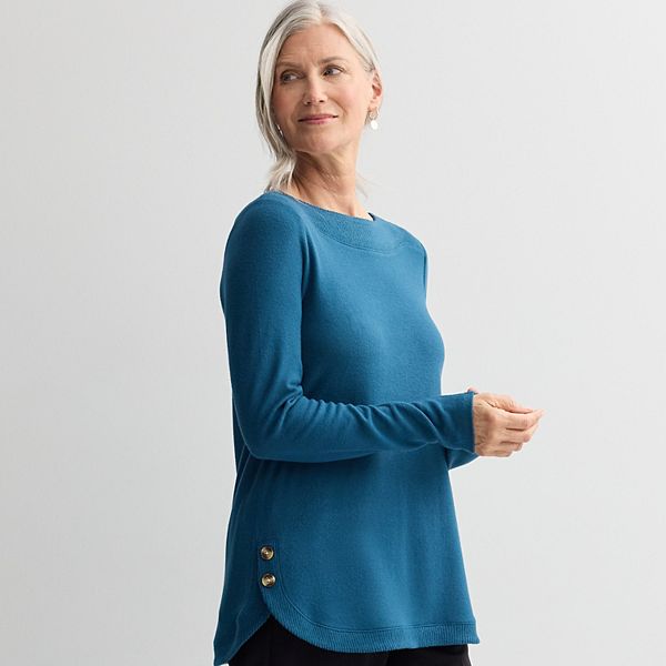 

Женский топ с боковой пуговицей Croft & Barrow, Blue Soot