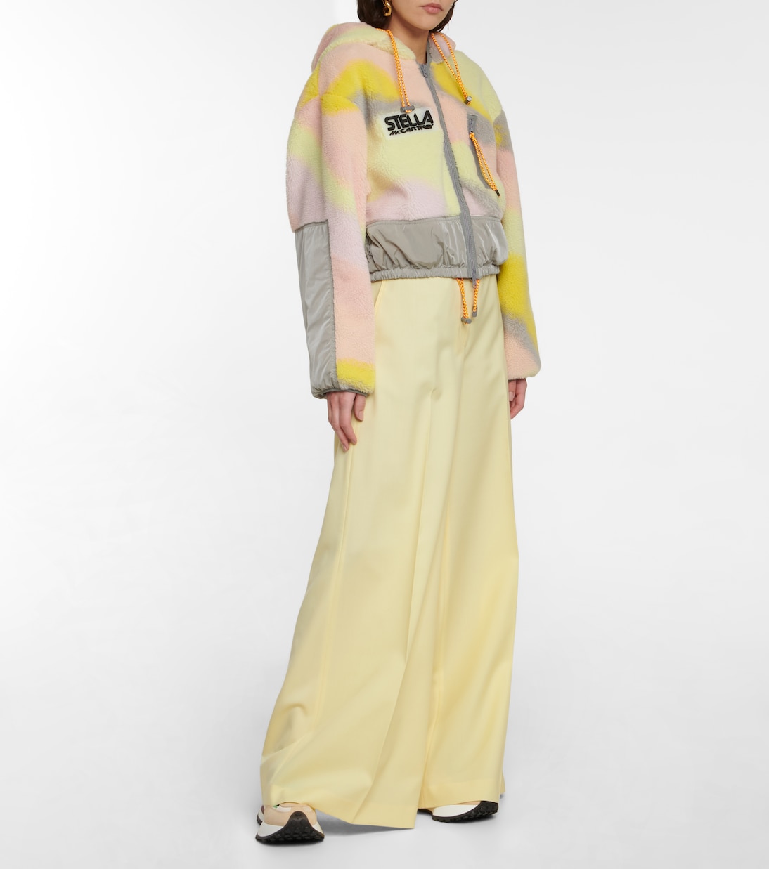 Шерстяные брюки-палаццо с высокой талией Stella McCartney, Sherbet Yellow — фото 2