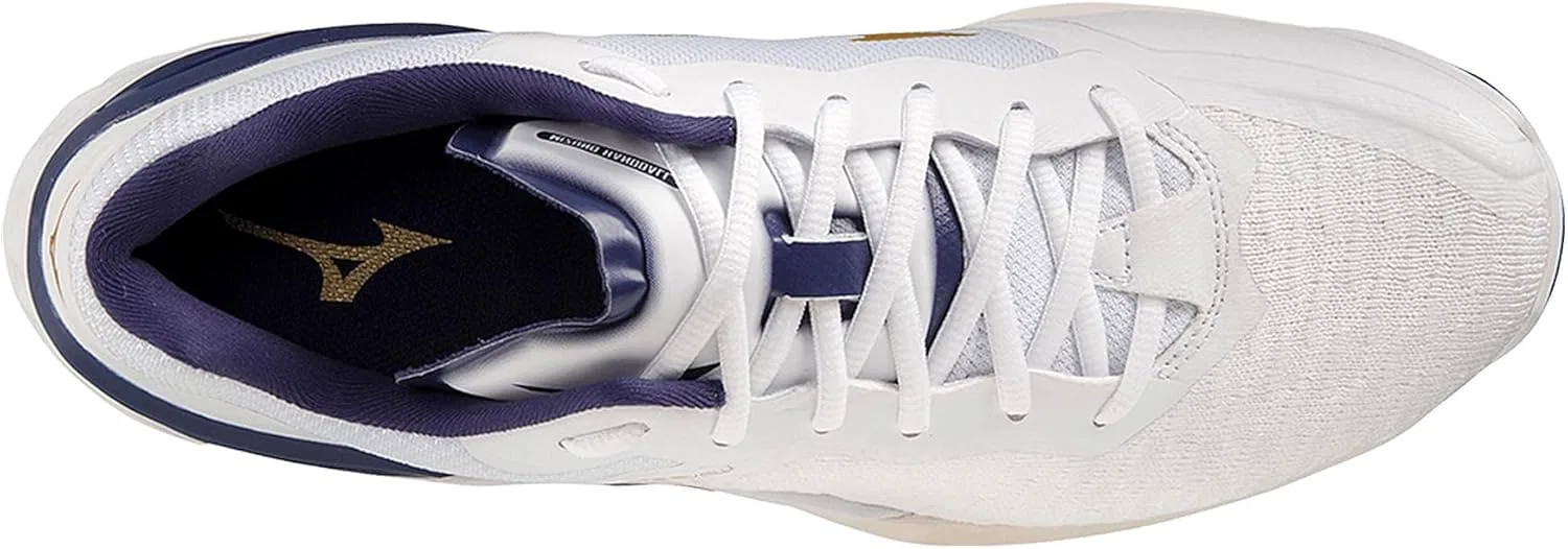 Кроссовки для легкой атлетики Mizuno Wave Stealth Neo унисекс, White, Dark Blue, Gold — фото 4