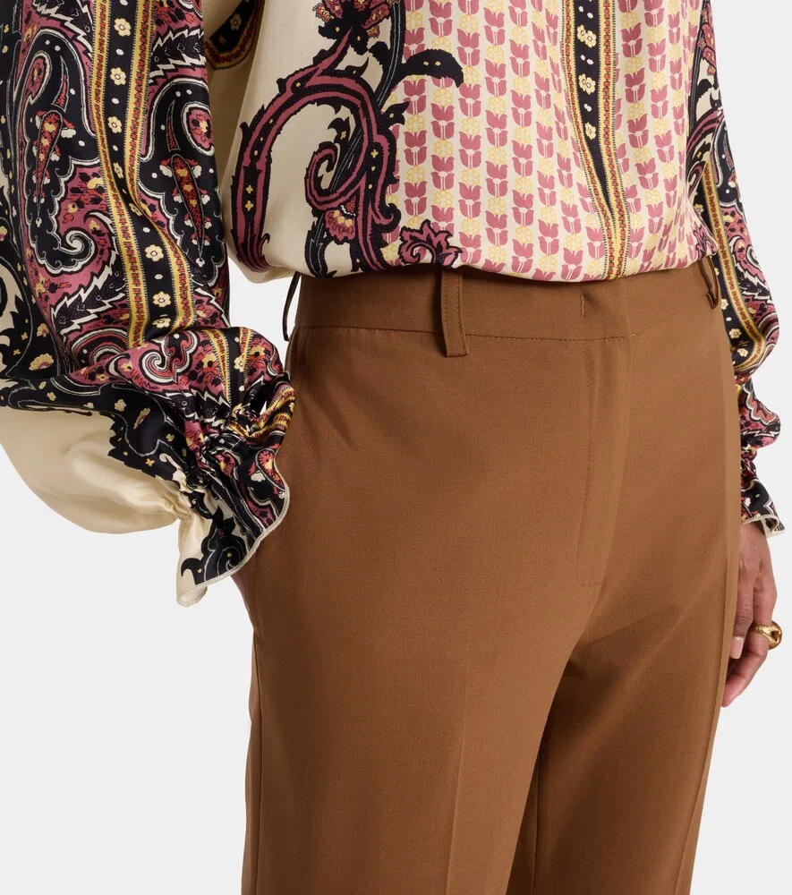 Брюки-клеш из шерстяной смеси Etro, коричневый — фото 4
