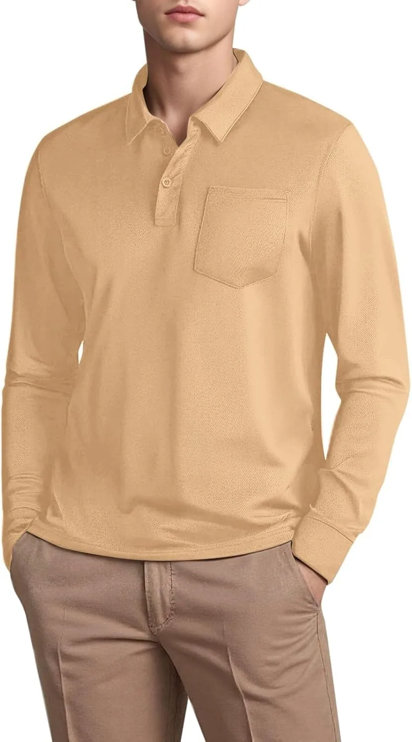 

Мужская поло с длинным рукавом для гольфа, быстросохнущая, UPF 50+