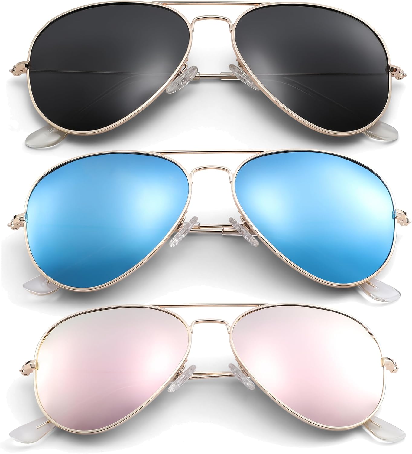 

Солнцезащитные очки Pro Acme Aviator для мужчин и женщин, классические поляризованные, с защитой от УФ-излучения UV400, (3 Pack) Gold Black/Blue Mirrored/Pink Mirrored