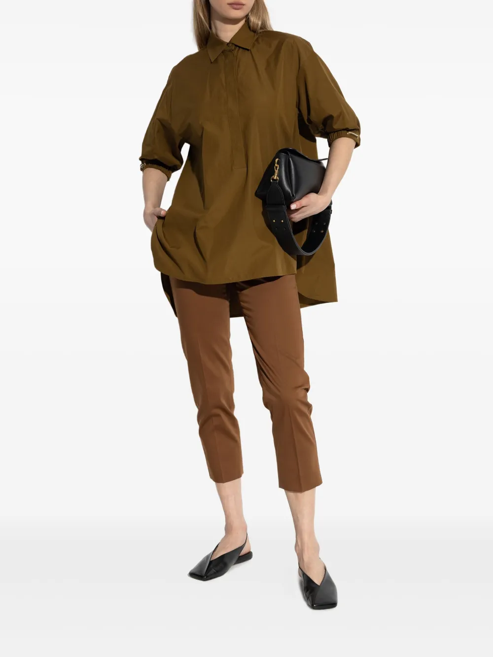 Брюки Lince строгого кроя с завышенной талией MAX MARA, коричневый — фото 2