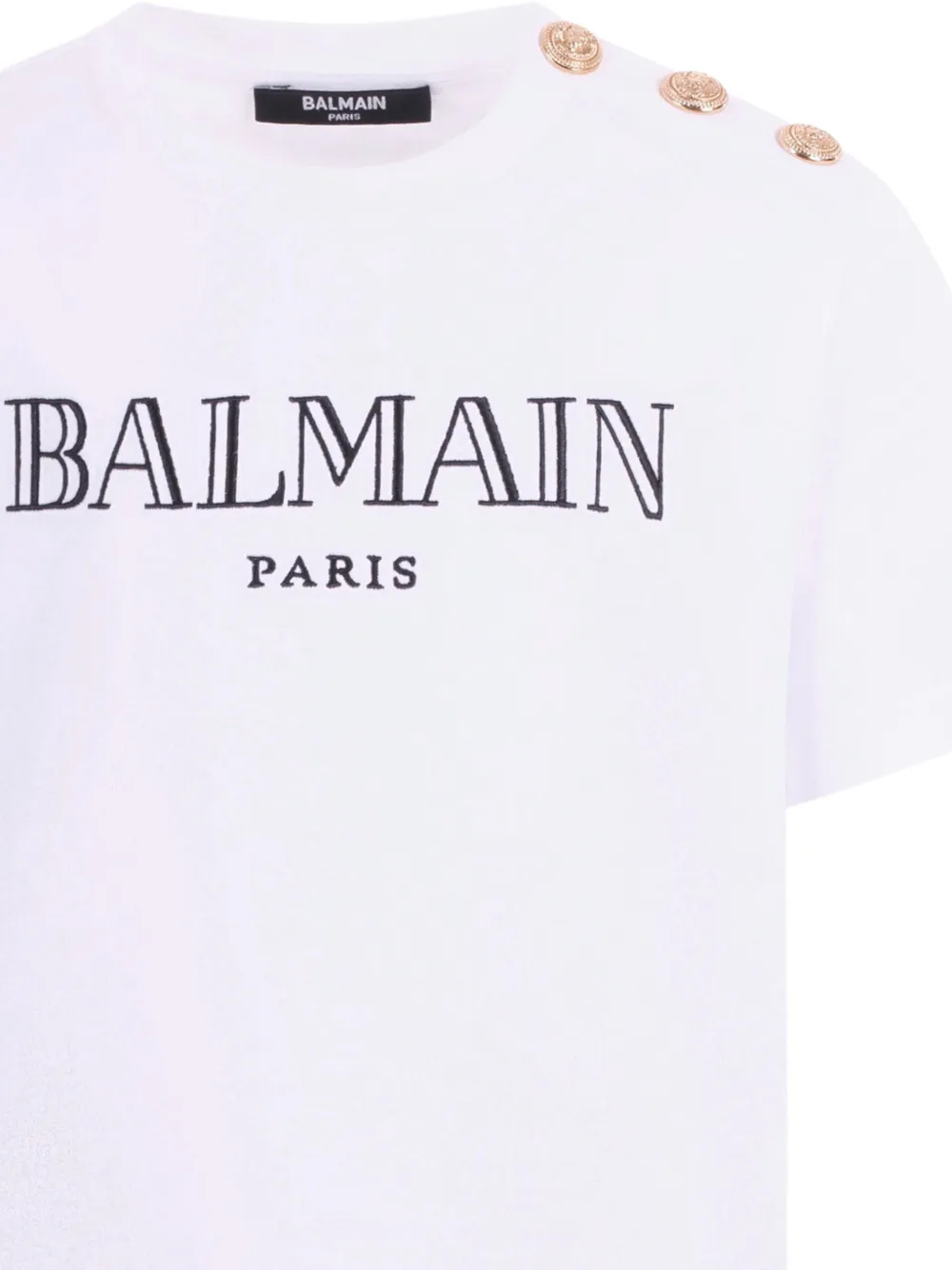 Футболка с вышитым логотипом и пуговицей Balmain Kids, белый — фото 3