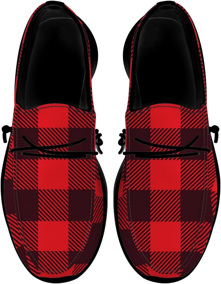 

Лоферы Quorax для женщин и мужчин, клетчатые слипоны, повседневная обувь для прогулок, подарки для мужчин и женщин, черный/красный