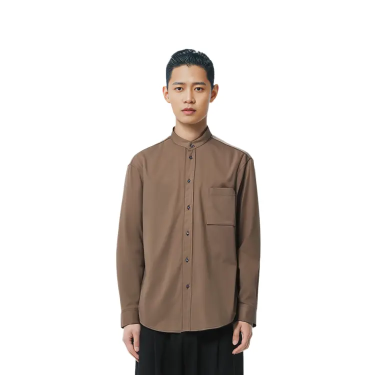 Jil Sander X FW20 Jil Sander Collaboration Series Рубашка мужская светло-кофейного цвета Uniqlo, цвет Light Coffee — фото 2