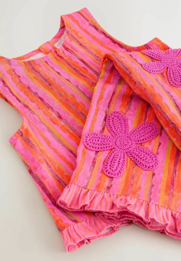 Брюки стандартного кроя Next, Pink/Orange Stripe Crochet Flowers — фото 2