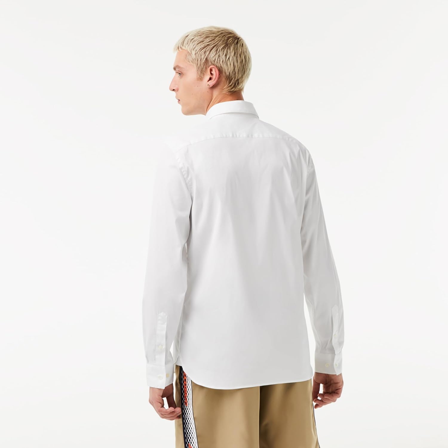 Lacoste мужская рубашка Slim Fit с французским воротником и эластичной тканью, White — фото 2