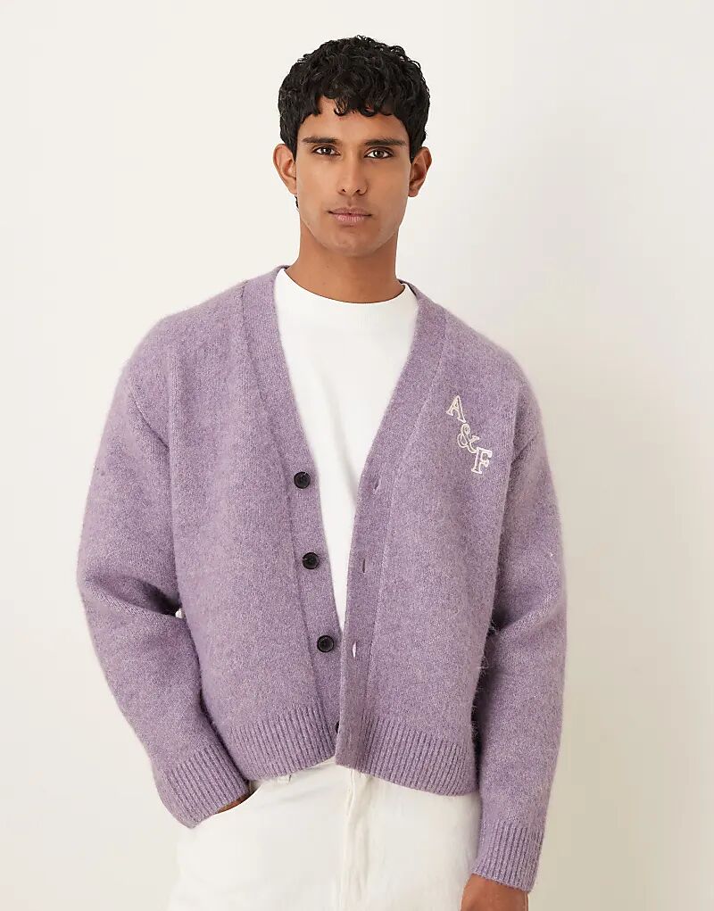 

Кардиган свободного кроя с логотипом Abercrombie & Fitch фиолетового цвета