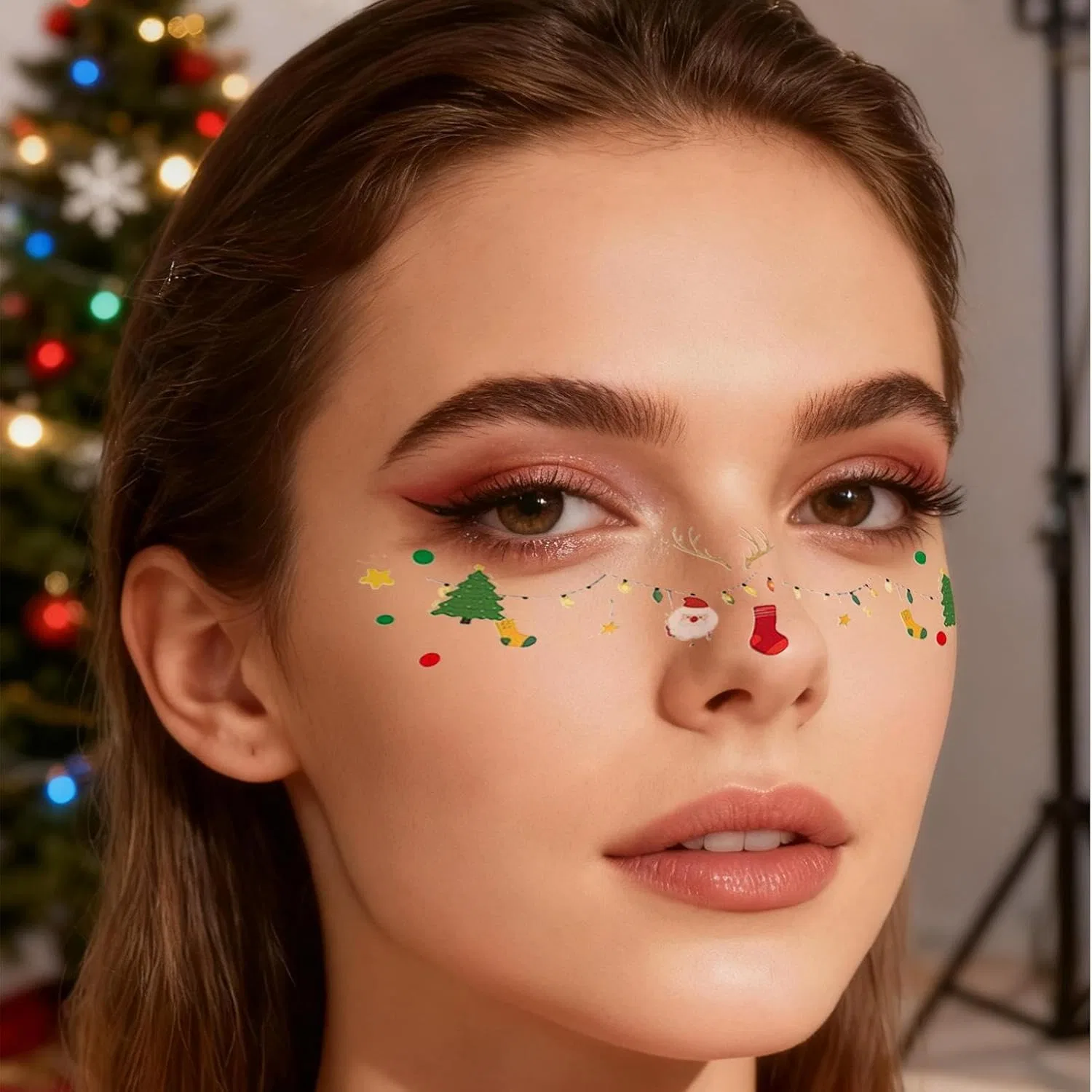 Набор блестящих наклеек для лица Christmas Glitter Freckle, 4 шт — фото 3