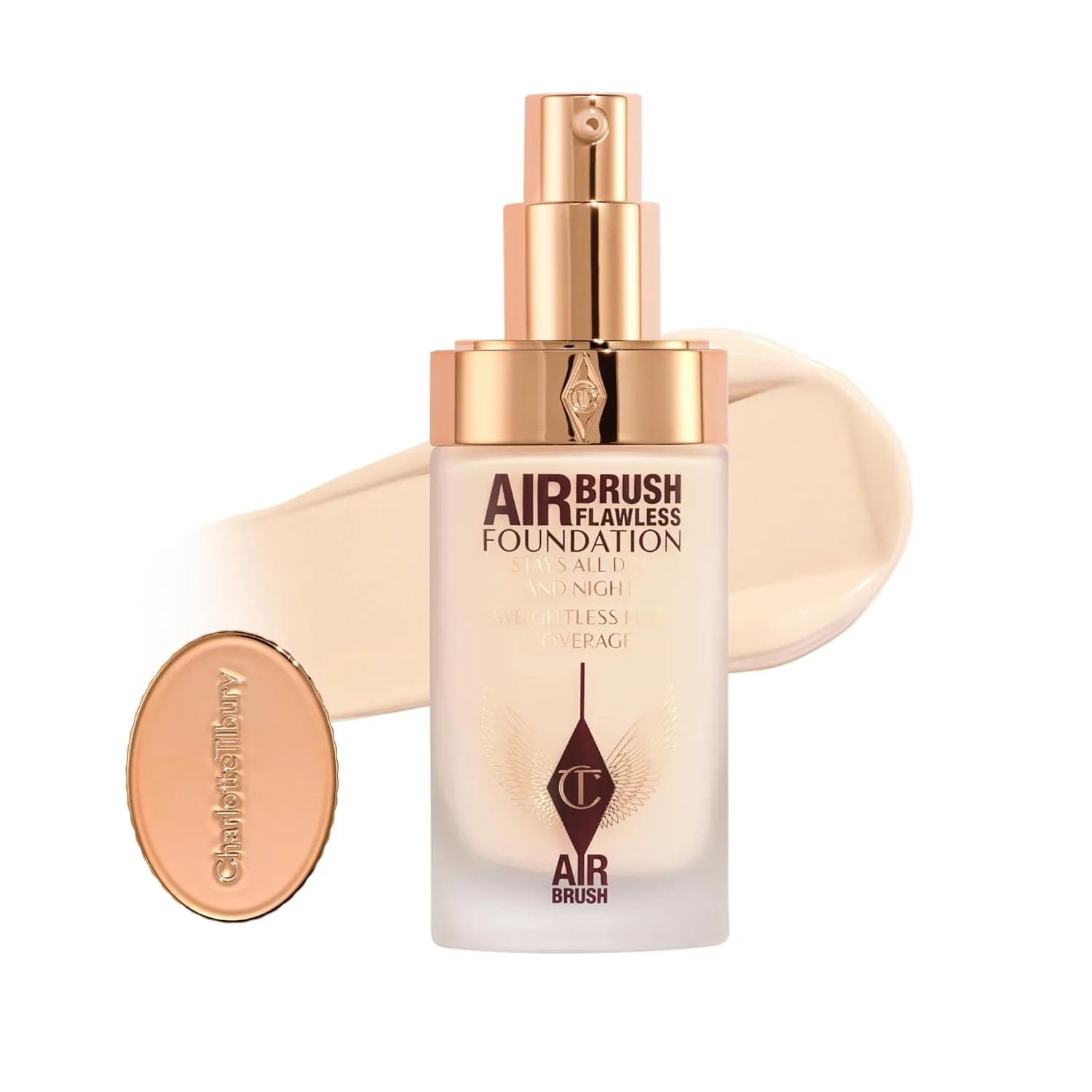 Charlotte Tilbury Airbrush Flawless Matte Foundation - тональная основа с полным покрытием и натуральным матовым финишем, выравнивает и скрывает поры, водостойкая и устойчивая к переносу, 01 Neutral - Fair with neutral undertones
