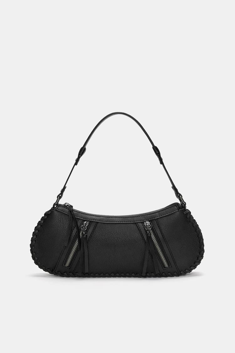

Сумка через плечо с молниями Pull And Bear, черный