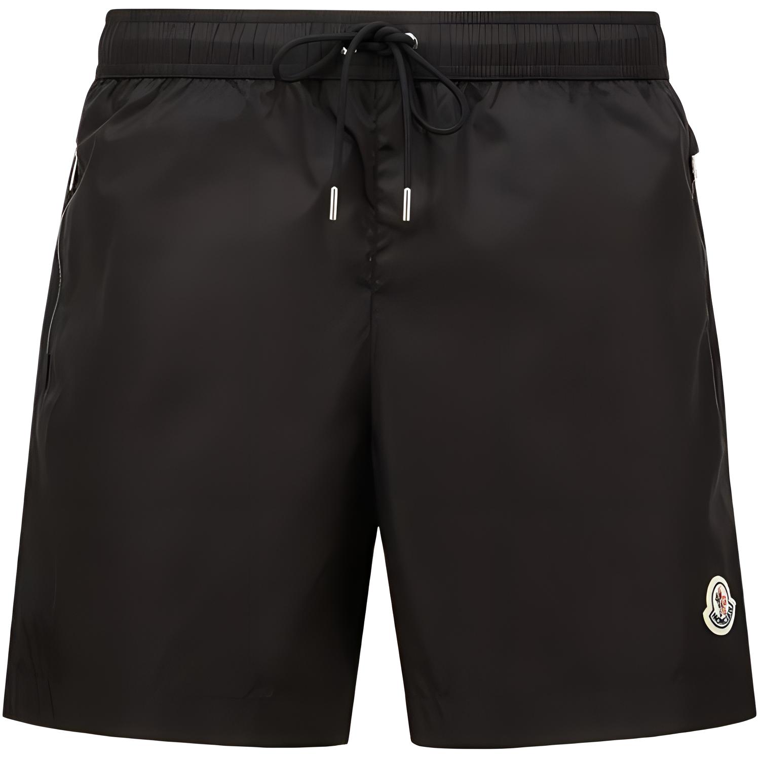 

Плавательные шорты с завязками и нашивкой-логотипом Moncler, черный