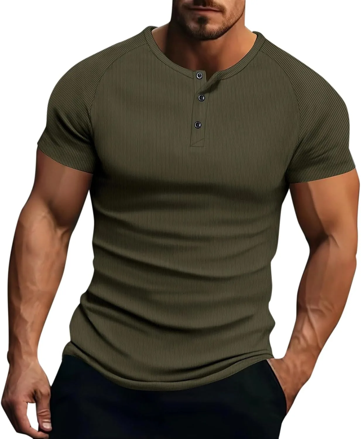 

Мужская футболка Henley с коротким рукавом и пуговицами