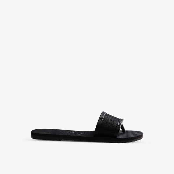 

You angra блестящие резиновые сандалии Havaianas, черный