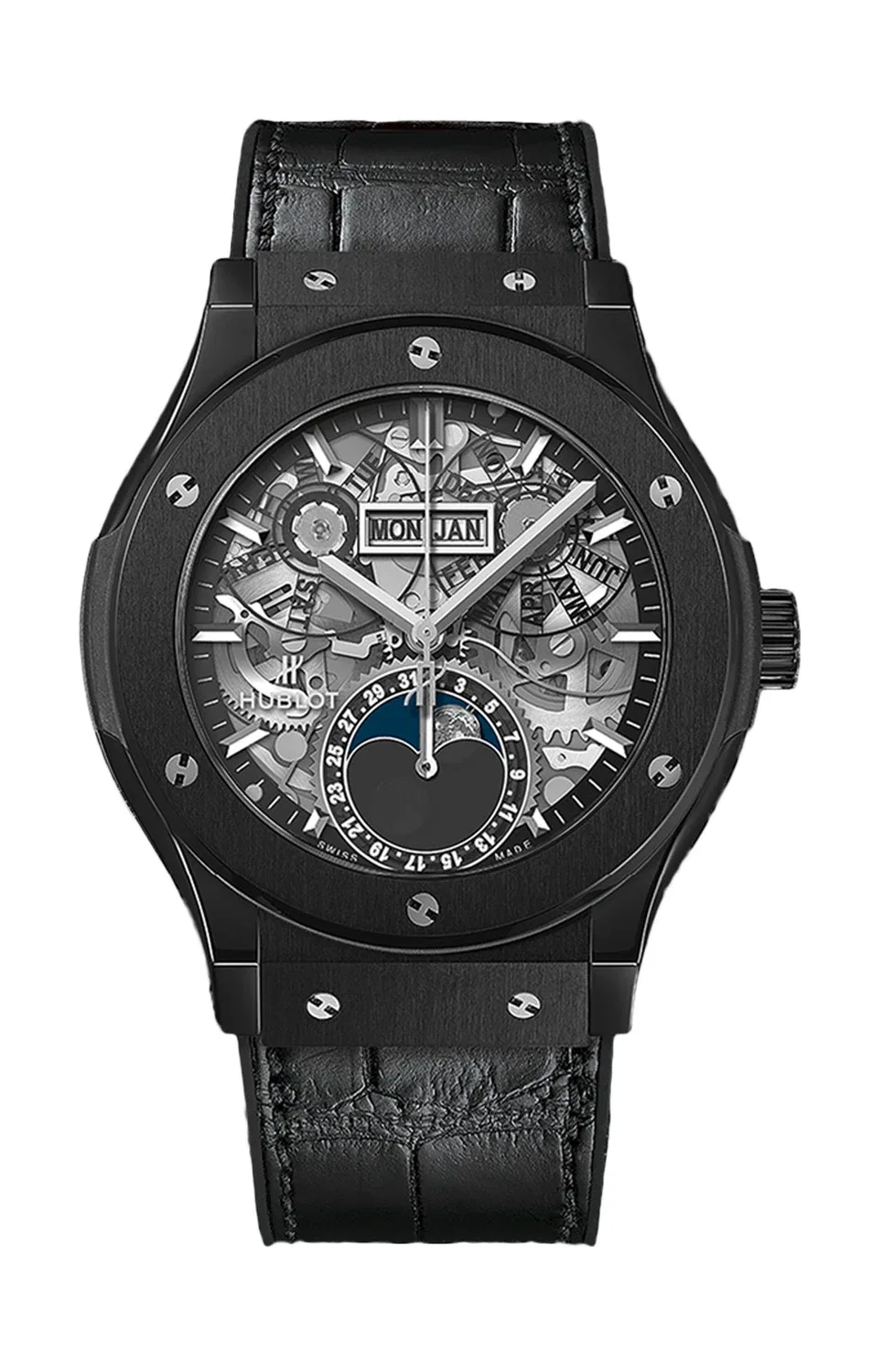 Аэрофьюжн Лунная фаза Блэк Мэджик - 547.CX.0170.LR HUBLOT, серебряный