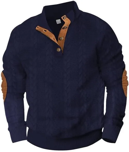 

Мужской свитер с воротником стойкой, кашемир, на пуговицах CHXLQQX