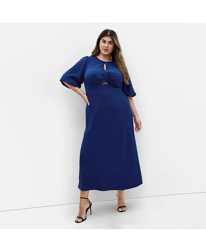 

Платье Plus Size Ines с объемными рукавами CITY CHIC, синий