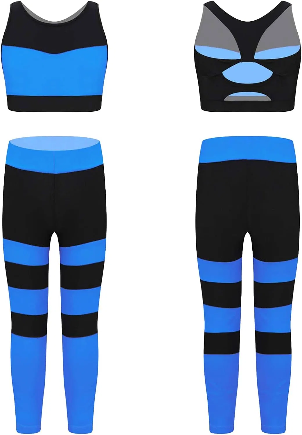 Детский спортивный костюм для танцев и гимнастики Mufeng, 2 предмета, Stripes Blue — фото 3