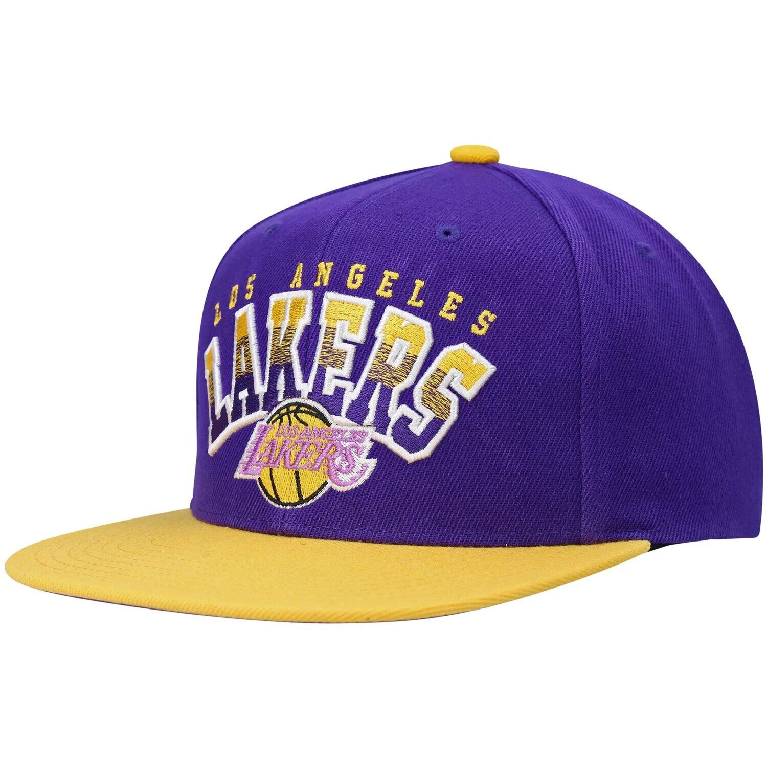 

Мужская кепка Snapback Mitchell & Ness фиолетового/золотого цвета Los Angeles Lakers из твердой древесины с надписью с градиентом