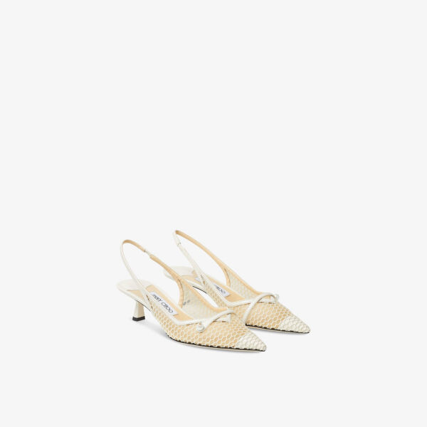 Туфли Amita 45 с острым носком и сетчатым каблуком Jimmy Choo, белый — фото 3