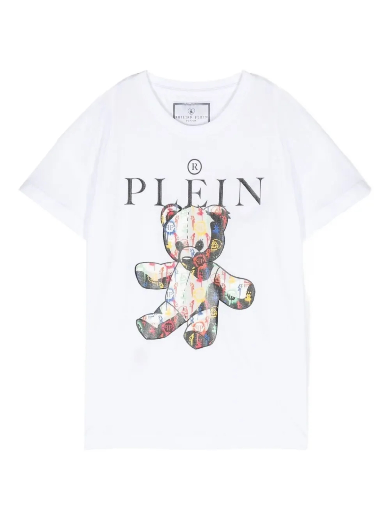 

Футболка Philipp Plein Junior из хлопка с принтом медведя, белый