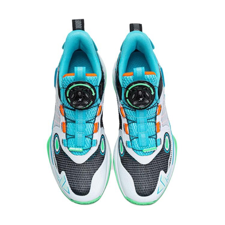 Детские баскетбольные кроссовки GS Low-top белые/черные/прозрачные горно-синие Xtep, синий — фото 3