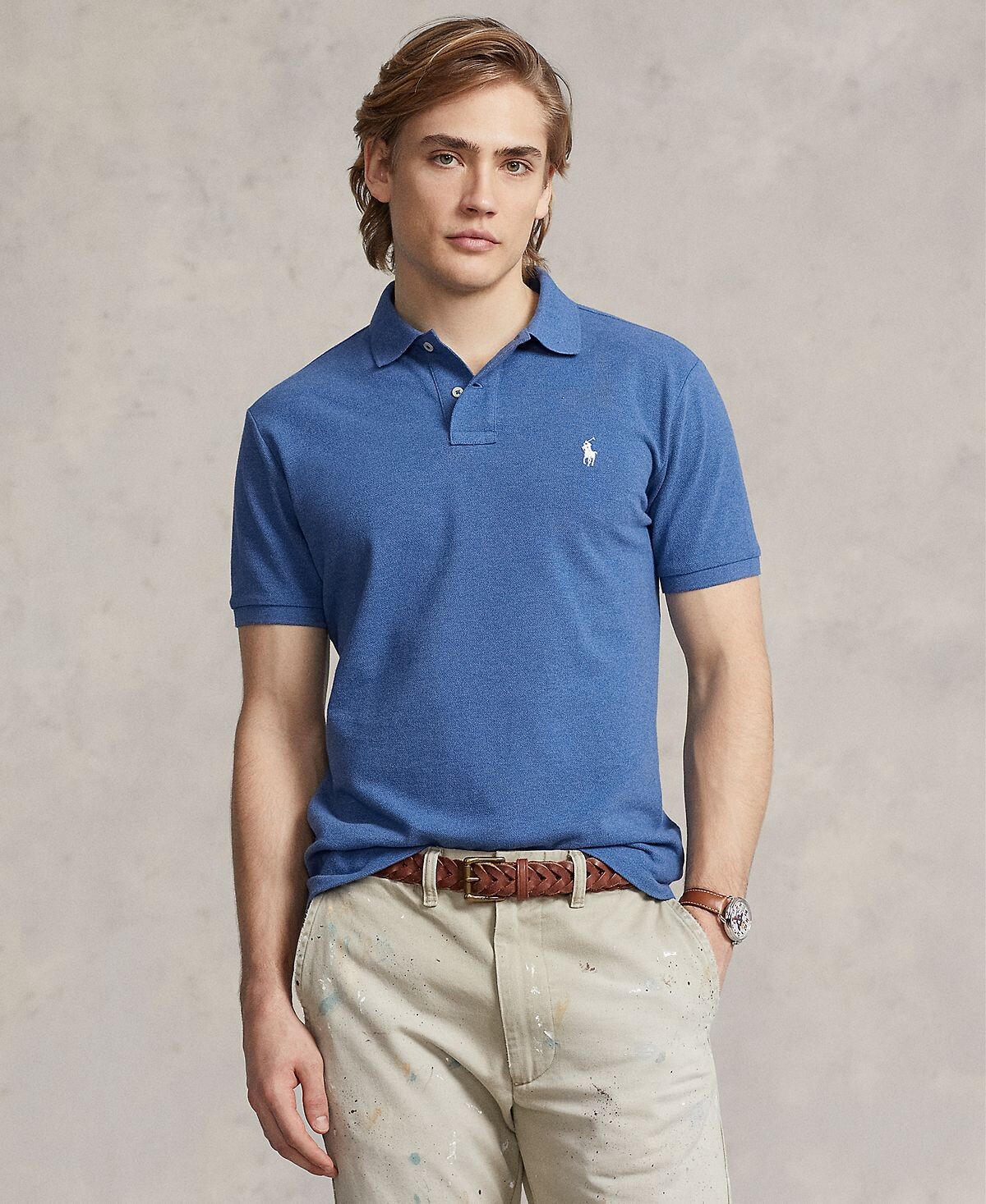 

Мужская хлопковая рубашка-поло с сетчатой ​​подгонкой на заказ Polo Ralph Lauren