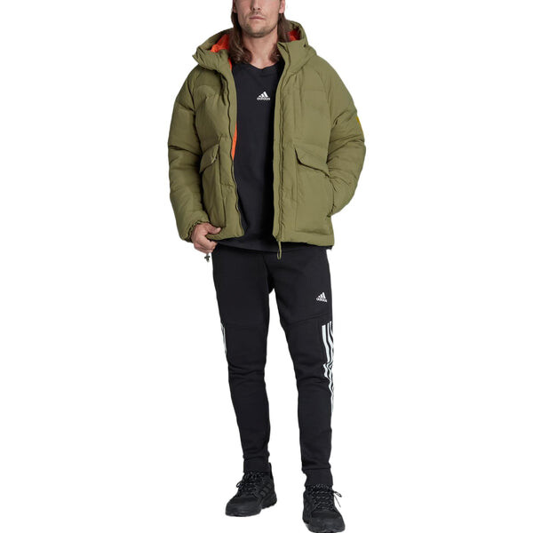 Пуховик adidas Solid Color Zipper Hooded Down Jacket Men's Green, зеленый — фото 2