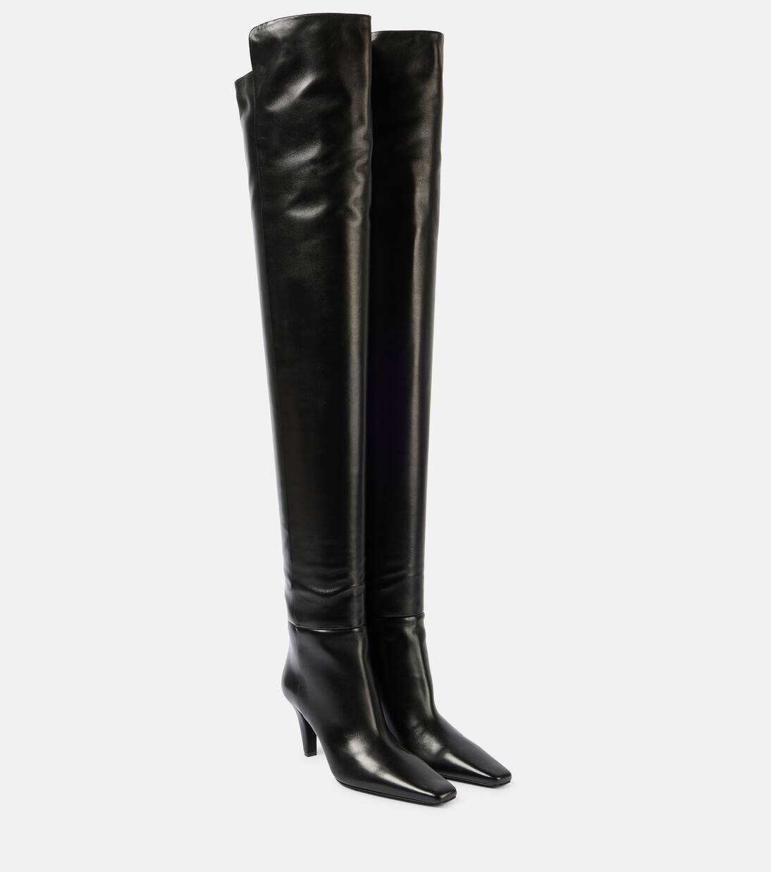 Сапоги выше колена из кожи Jill 75 Saint Laurent, черный