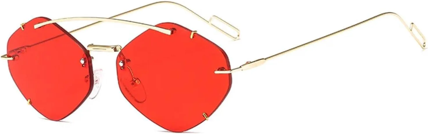 

Женские солнцезащитные очки Polygon без оправы, модные градиентные солнцезащитные очки, очки в стиле «конфетные» с защитой от УФ-излучения UV400 VVTWSSW, C3 Gold-red