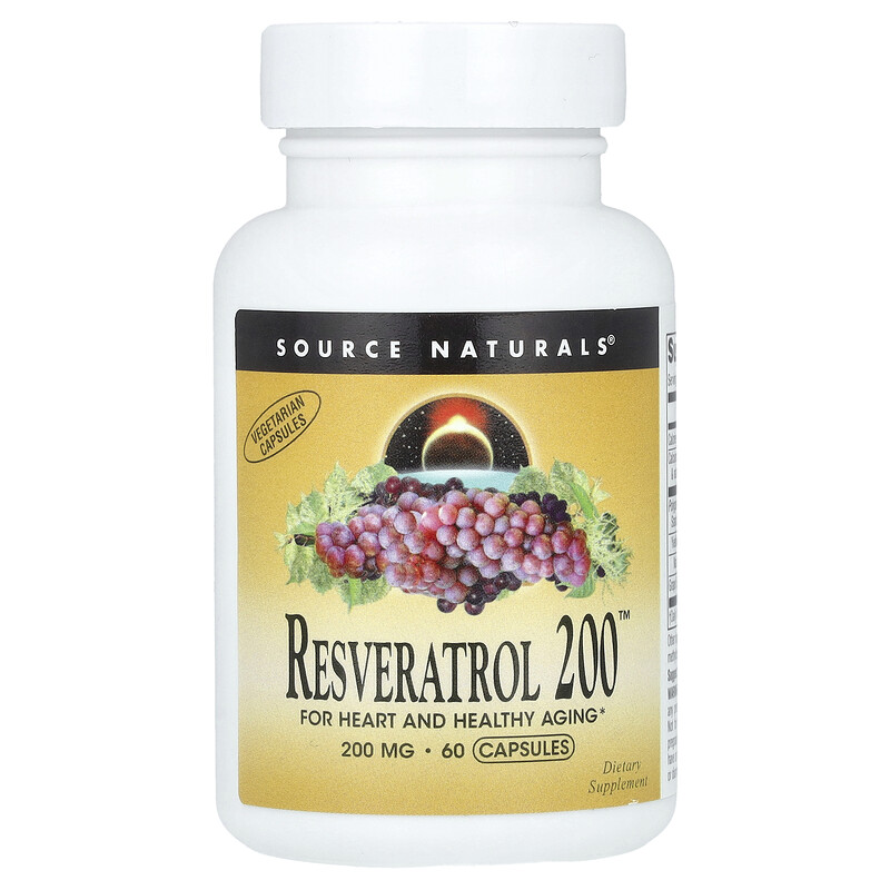 

Source Naturals, Ресвератрол 200 , 200 мг, 60 капсул